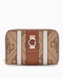 Guess Erenia Orta Boy Fermuarlı Kadın Cüzdan Latte Logo