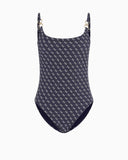 Guess One Piece Logolu Mayo 4G Rustic Blue Aop