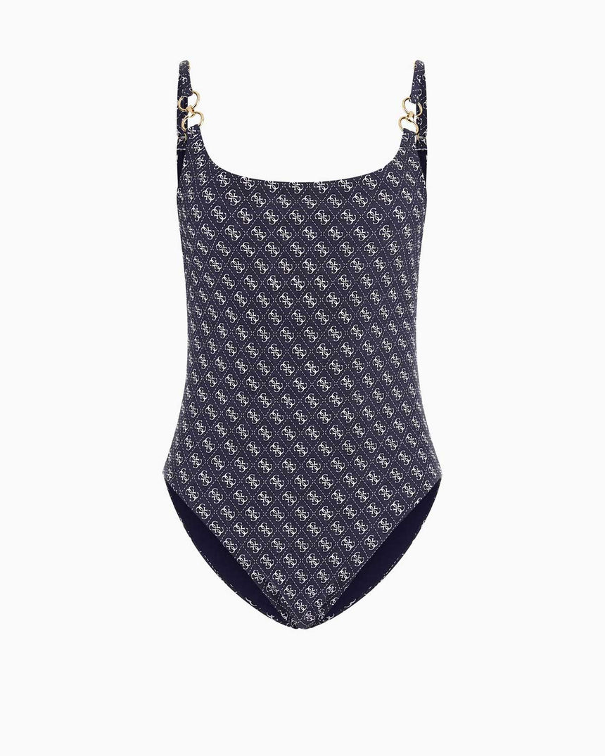 Guess One Piece Logolu Mayo 4G Rustic Blue Aop