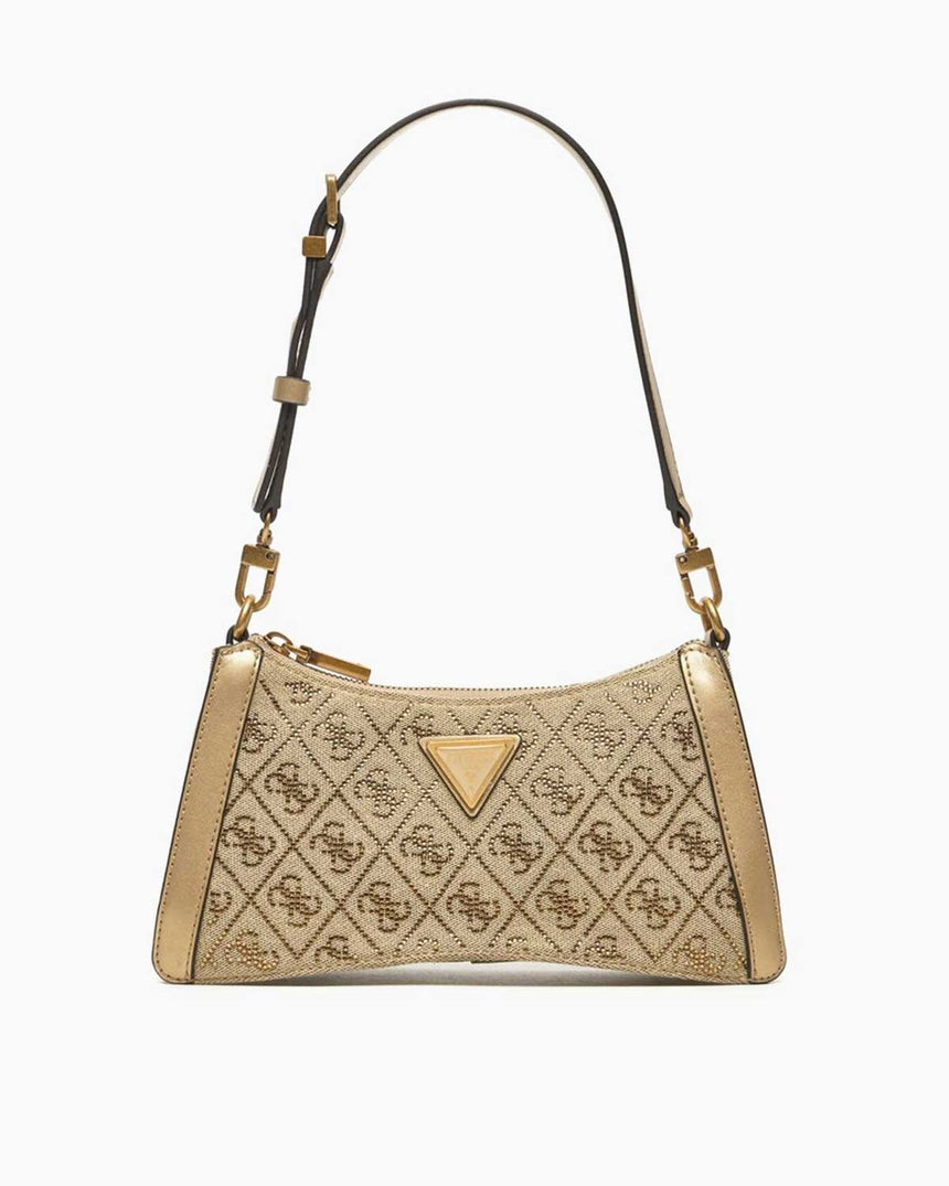 Guess Satchel Top Zip Shoulder Omuz Çantası Latte Logo