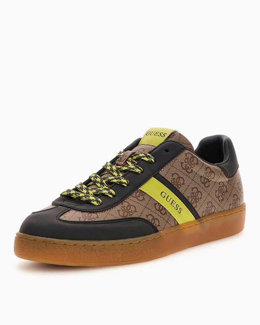 Guess Nola Monogram Baskılı Sneaker Brown Beige Lime