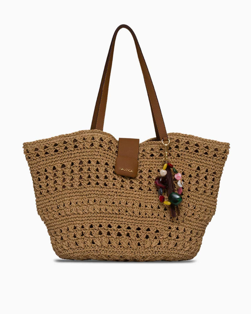 Nautica Taş Detaylı Kadın Plaj Çantası Bej