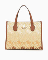 Guess Silvana Monogram Desenli El Çantası Cognac/Olive