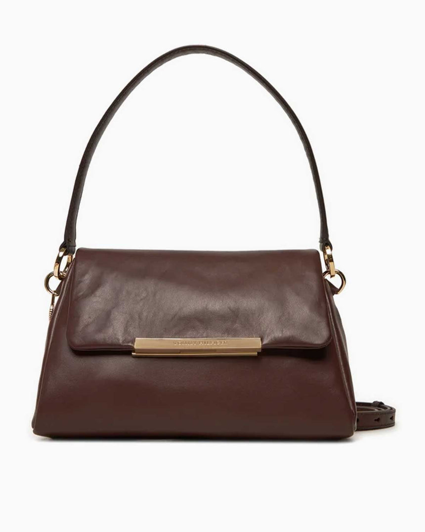 Tommy Hilfiger Plaque Kadın Deri Omuz Çantası Chocolate Brown