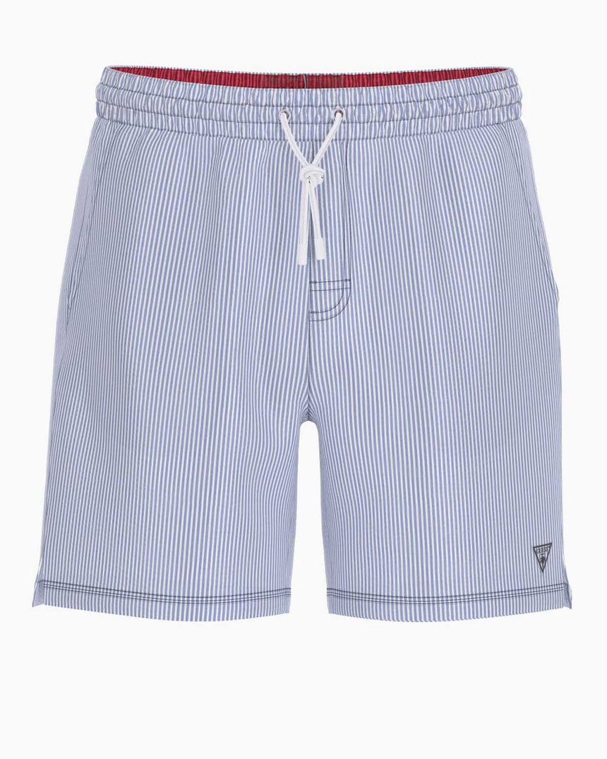 Guess Swimtrunk Medium Board Deniz Şortu White Blue Seersucke