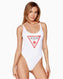 Guess One Piece Logo Detaylı Mayo Pure White