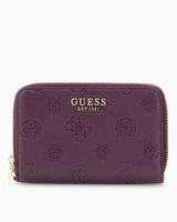 Guess Lucienne II Küçük Boy Çift Fermuarlı Kadın Cüzdan Wine Logo