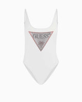 Guess One Piece Rhinestone Mayo Pure White