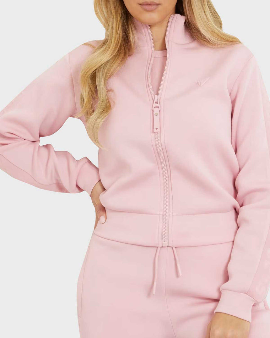 Guess New Allie Logo Şeritli Fermuarlı Sweatshirt Face Powder