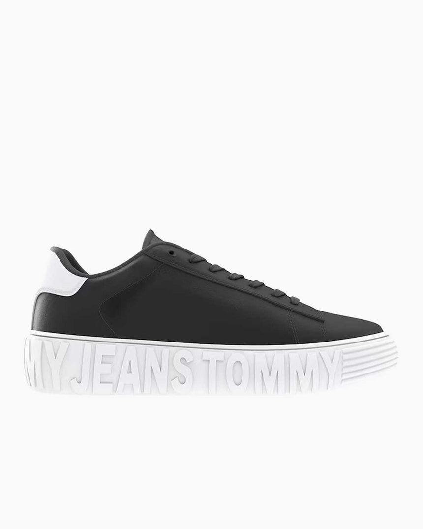 Tommy Hilfiger Leather Cupsole Low Top Sneakers Black