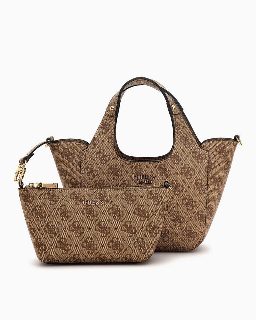 Guess Access Calista 2 in 1 Kadın Mini El Çantası Latte Logo
