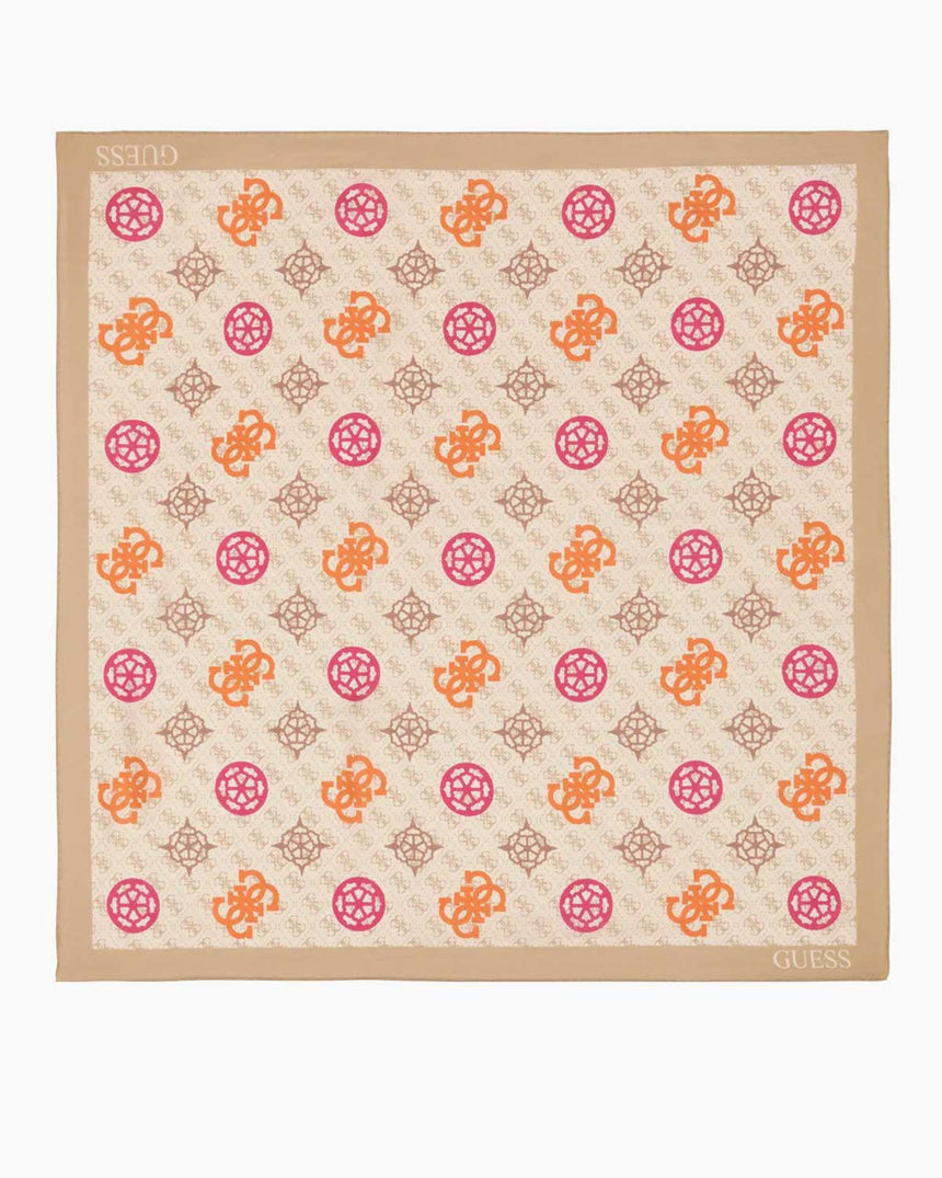 Guess Foulard Monogram Eşarp Ivory Logo Multi