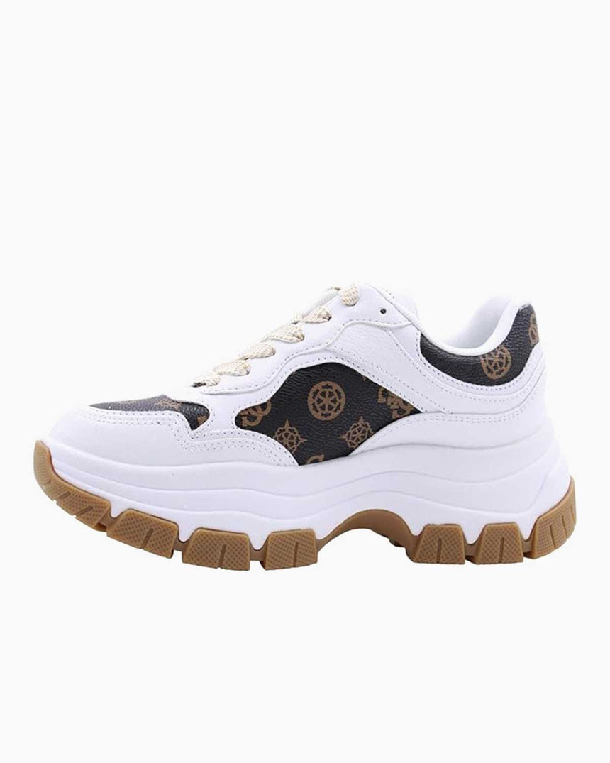 Guess Logolu Kalın Tabanlı Sneaker White Brown