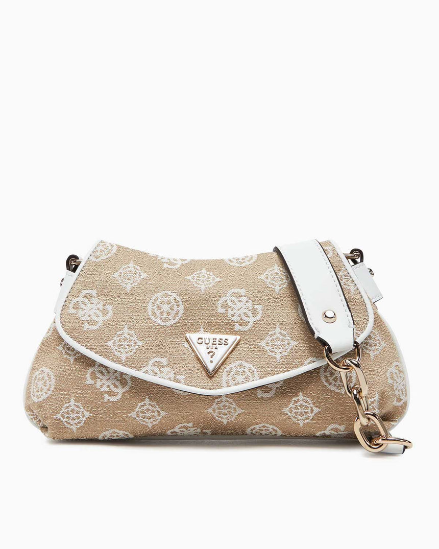 Guess Flap Monogram Omuz Çantası White Logo