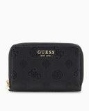 Guess Lucienne II Küçük Boy Çift Fermuarlı Kadın Cüzdan Black Logo