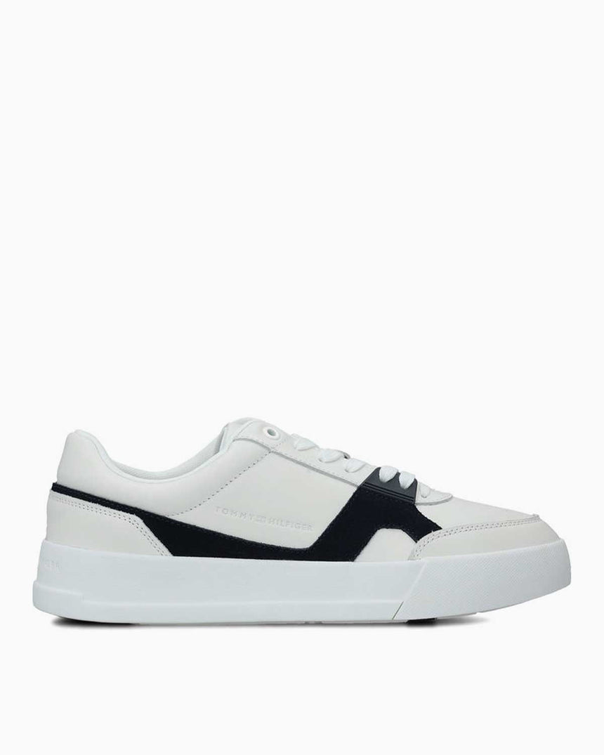Tommy Hilfiger Kort Sanatsal Deri Erkek Sneaker Ecru/Desertsky