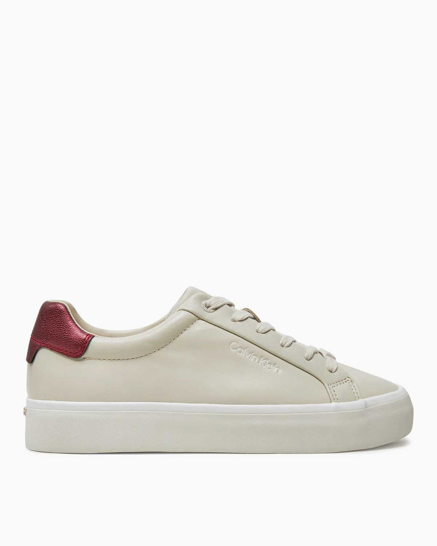 Calvin Klein Vulc Lace Up Saff Fox W/Met Bt Kadın Sneaker Dk Ecru/Brick Red