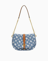 Guess Kuba Top Zip Shoulder Bag Omuz Çantası Denim Logo