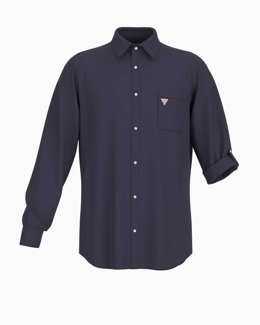 Guess Regular Fit Logolu Gömlek Smart Blue