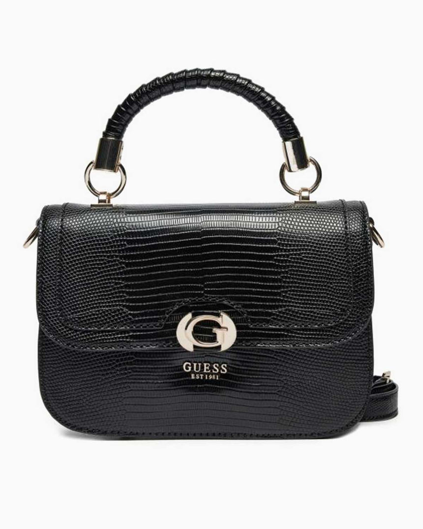Guess Orlina Society Logo Kapaklı El Çantası Black
