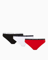 Tommy Hilfiger Thong Print 3'lü Kadın Tanga White/Desert Sky/Primary Red