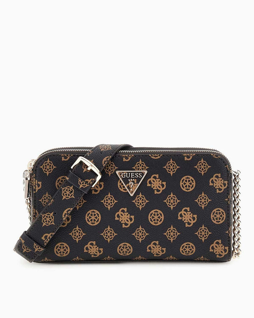 Guess Eco Erica Monogram Baskılı Çapraz Askılı Çanta Mocha Logo