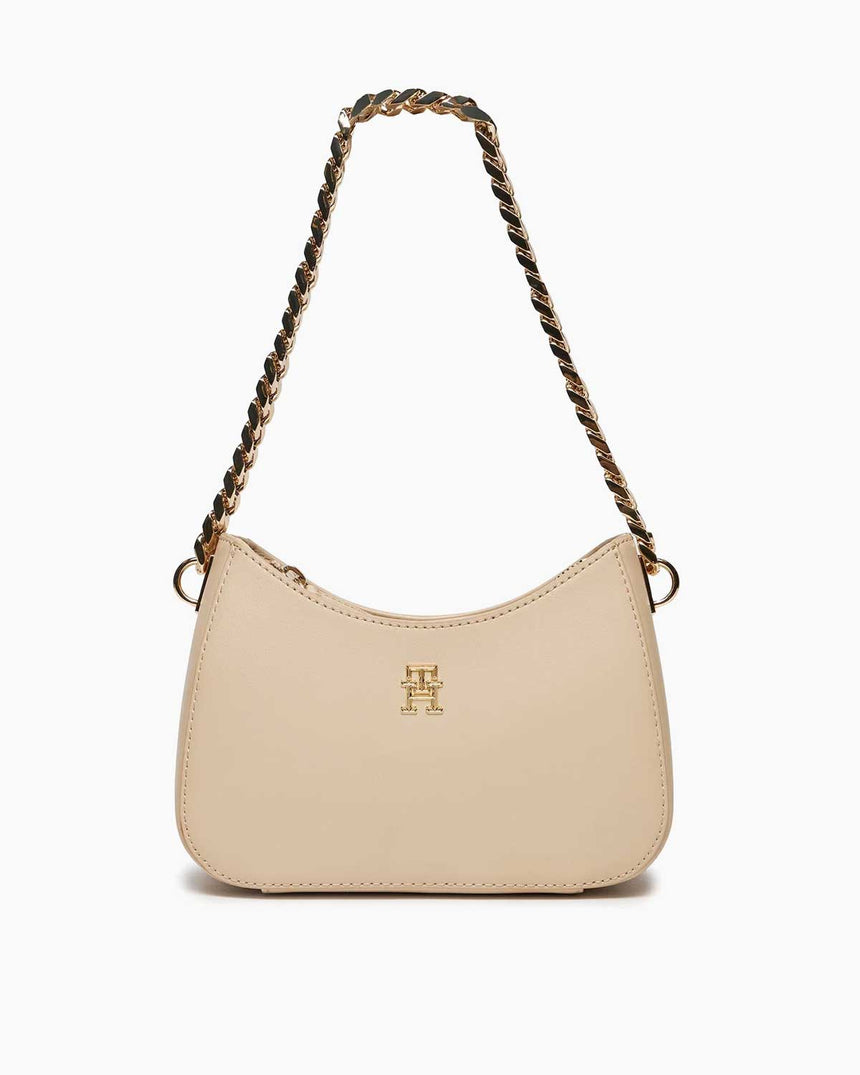 Tommy Hilfiger Refined Chain Zincir Detaylı Omuz Çantası Beige