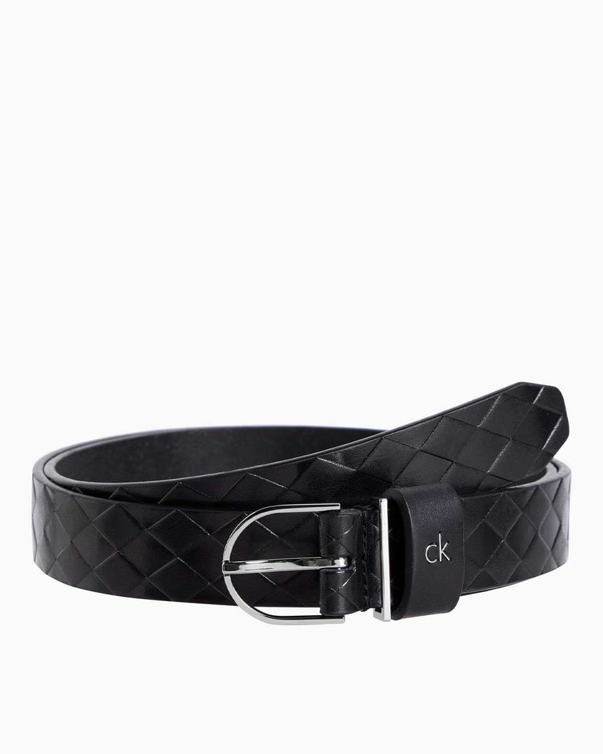 Calvin Klein Metal Round Bucklet Kemer CK Black
