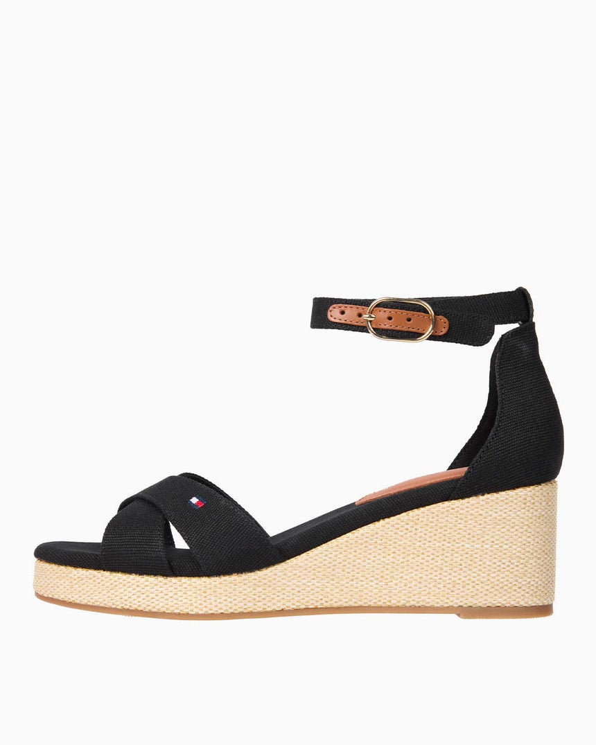 Tommy Hilfiger Flag Criss Cros Wedge Espadrilles Topuklu Sandalet Black