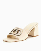 Guess Gals Logolu Topuklu Sandalet Cream/Gold