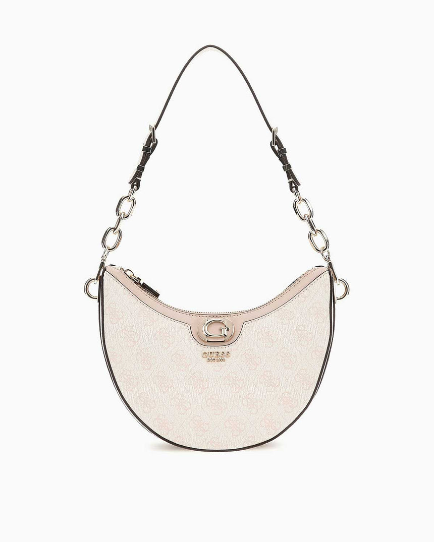 Guess Orlina Logo Top Zip Monogram Desenli Omuz Çantası Sundial