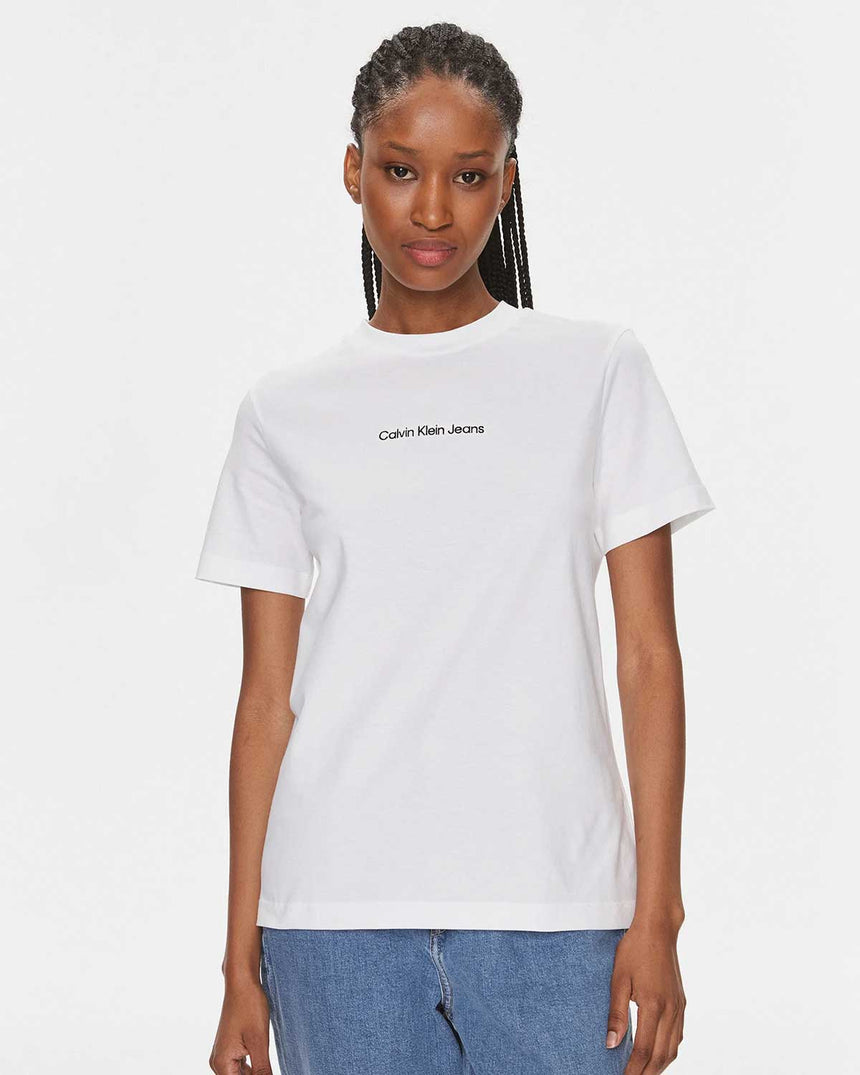 Calvin Klein Straight Bisiklet Yaka Tshirt Bright White