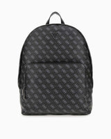 Guess Milano Compact Monogram Desenli Sırt Çantası Dark Black/Orange