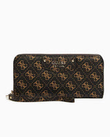 Guess Eco Brenton Slg Lrg Zip Around Kadın Cüzdanı Brown Logo