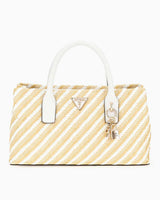 Guess Simona Small Satchel El Çantası Natural / White