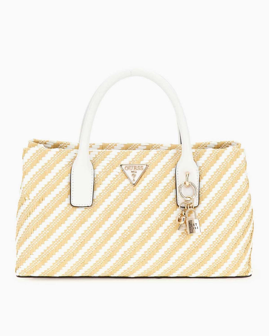 Guess Simona Small Satchel El Çantası Natural / White