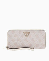 Guess Laurel Large Zip Around Monogram Baskılı Cüzdan Dove Logo