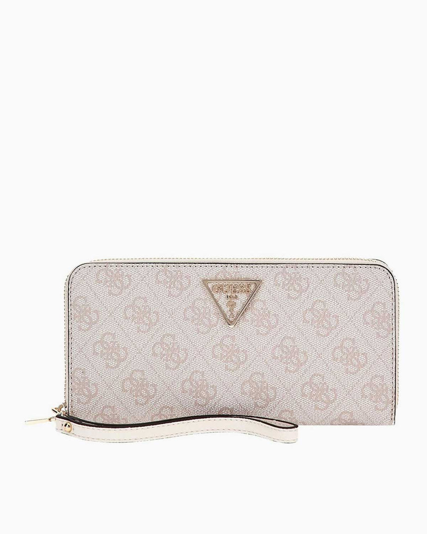 Guess Laurel Large Zip Around Monogram Baskılı Cüzdan Dove Logo