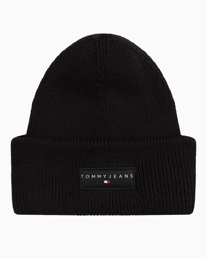 Tommy Hilfiger Çizgisel Logolu Erkek Bere Black