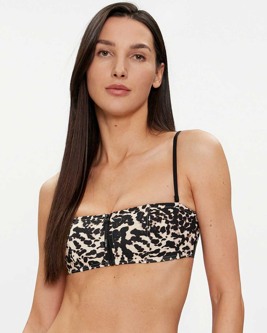 Calvin Klein Bandeau Print Bikini Üstü Black