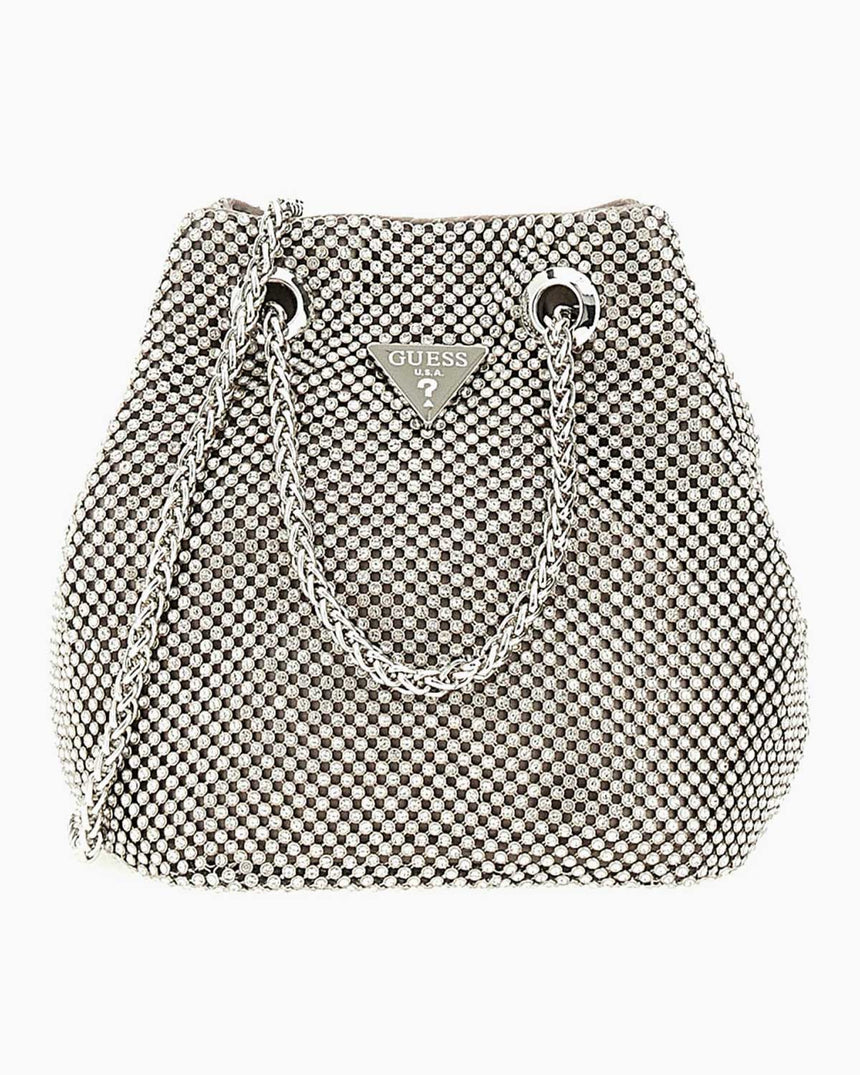 Guess Zalina Pouch Taşlı Omuz Çantası Silver
