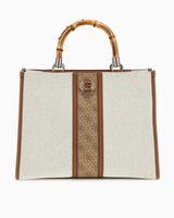 Guess Kerima Bamboo Logolu El Çantası Natural / Latte Logo