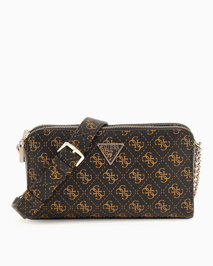 Guess Eco Erica Statüs Zincir Detaylı Çapraz Askılı Çanta Brown Logo