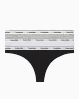 Calvin Klein Thong 3Pk Underwear Bottoms Külot Black/Grey Heather/White