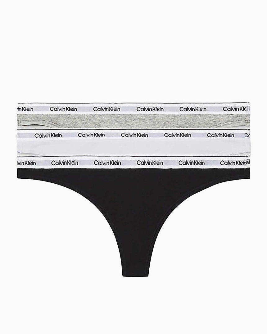Calvin Klein Thong 3Pk Underwear Bottoms Külot Black/Grey Heather/White
