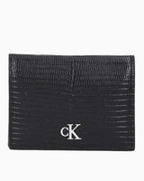 Calvin Klein Kertenkele Desenli Katlamalı Deri Kadın Kartlık Black