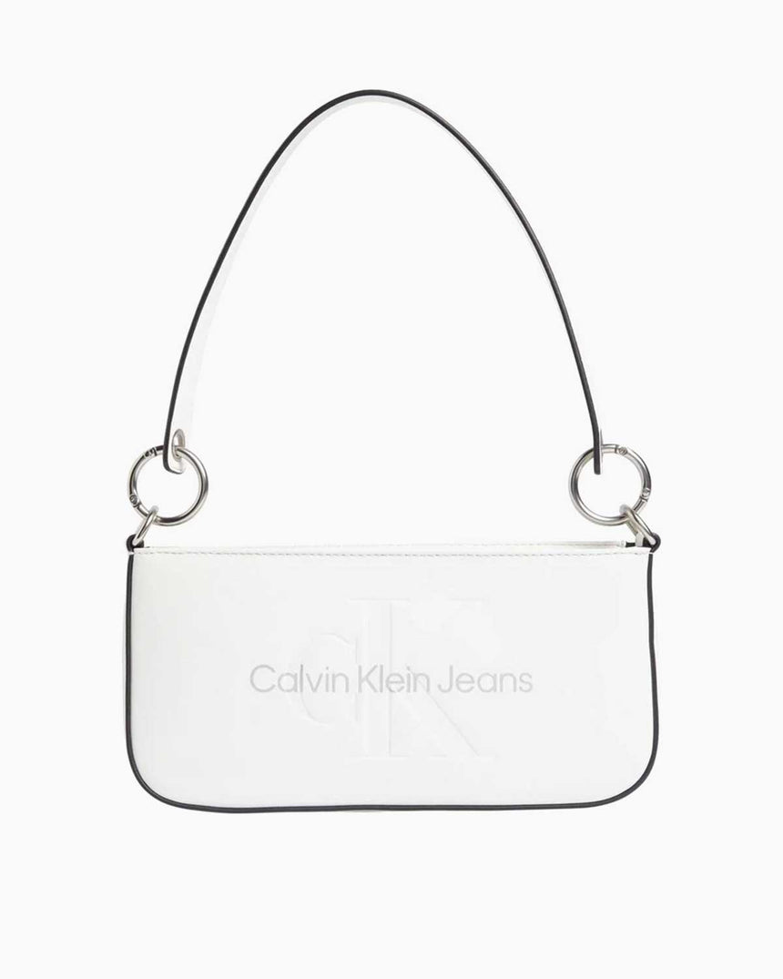 Calvin Klein Sculpted Shoulder Pouch Omuz Çantası White/Silver Logo