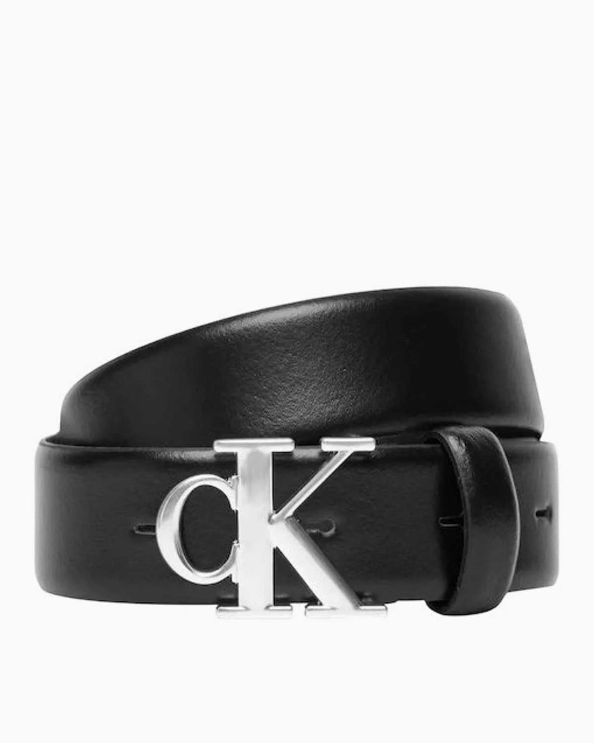 Calvin Klein Hardware Logo Tokalı 30mm Kadın Kemer BLACK / OLD SILVER