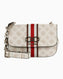 Guess Nelka Crossbody Flap Çapraz Askılı Çanta Cream Logo