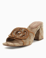 Guess Galsee Monogram Logolu Topuklu Sandalet Beige / Brown